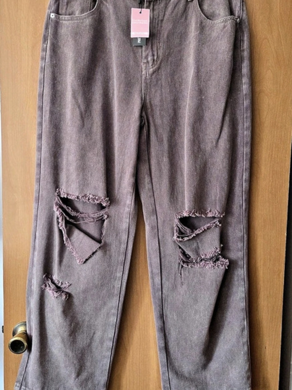 PrettyLittleThing Distressed Jeans in Mauve US 12 NWT Baggy Ripped